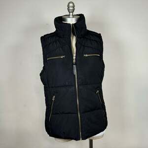 Calvin Klein Performance Women's Black Quilted Puffer Vest Fleece Back L USED